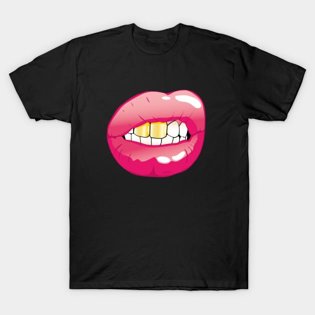 Mouth with golden teeth (for Face Mask) T-Shirt by madebystfn